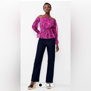 NWT French Connection Pink Arla Hallie Crinkle Blouse Size S
